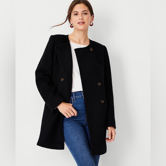 Ann Taylor Wool Blend Crew Neck Coat Size L - Picture 3 of 16